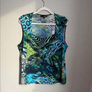 Vibrant Green and Blue Women's Tank Top